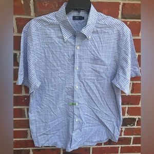Lincs David Chu Mens Short Sleeve Button Down Egyptian Cotton Large Shirt